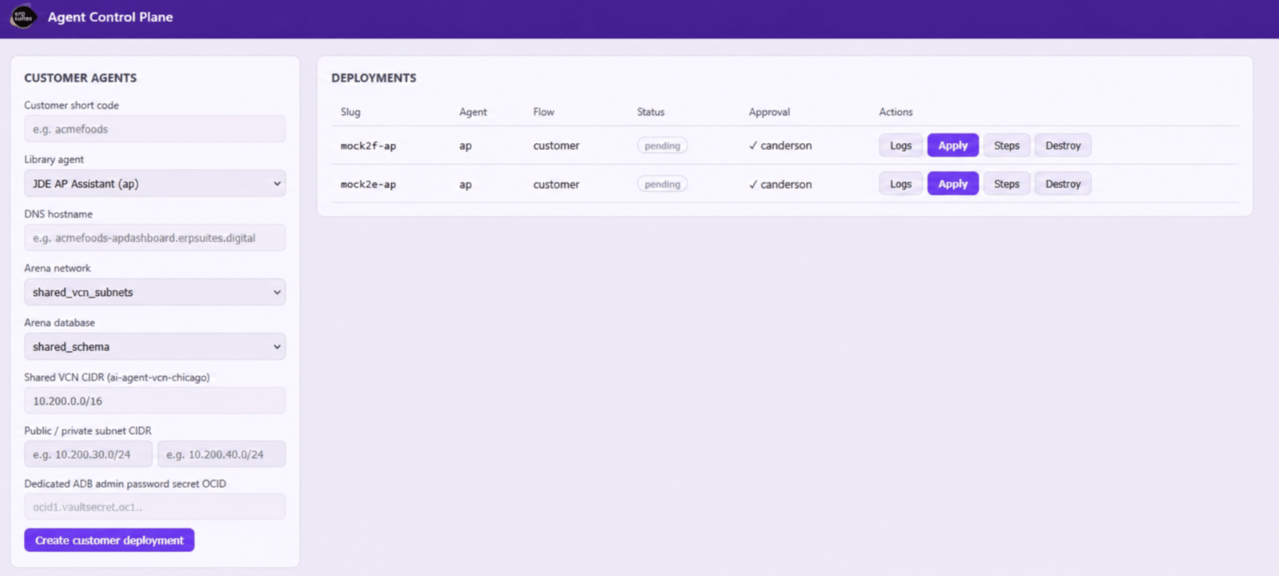 Agent Control Panel